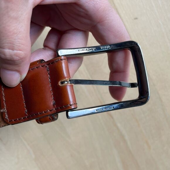 Paul Frederick Genuine Leather Made In Italy Cognac Brown Belt 42 - Picture 7 of 15